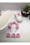 Maternity Set Pink White Floral Maternity Set Crown Slippers Bandana Set – Maternity Set – Maternity Set – L - 3