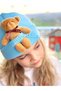 Trend Fashion Special Design Cute Big Plush Teddy Bear Boy Girl Unisex Children's Hat Blue Hat