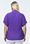 Plus Size Comfortable Stand Collar Straight Pleated Blouse - Purple - 7