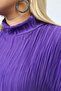 Plus Size Comfortable Stand Collar Straight Pleated Blouse - Purple - 8