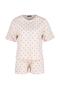 Açık Pembe %100 Pamuklu Puantiyeli ve Kalpli Şortlu Örme Pijama Takımı THMSS21PT1485 - 7