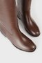 Women's Brown Genuine Natural Leather Gusseted Flat Boots - 5