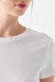 M162767-620-22K Short Sleeve Combed Cotton White Women's Model Combed Cotton T-Shirt - 4