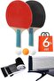 Table Tennis Net Racket Ball Set 6-Piece Ping Pong Table Net with Clamp Mechanism