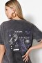 Antrasit %100 Kalın Pamuklu Soluk Efektli Sırt Baskılı Boyfriend Örme T-Shirt TWOSS23TS00109 - 10