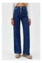 Keen Indigo Dark Blue Women's Loose Lycra 90's Super High Waist Wide Leg Jeans Palazzo Trousers