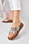 Salmon Genuine Leather Cross Banded Women's Slippers M291049903