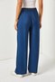 Women's Navy Blue Belted Elastic Waist Palazzo Ayrobin Trousers PNT-19000200 - 4