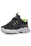 Unisex Kids Sneakers - Black Yellow, Breathable, Velcro Rubber, Flexible Shoes 0013 - 2