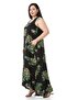 Large Size Thick Sling Bag Pocket Green Floral Long Viscose Dress - 4