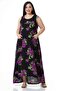 Large Size Thick Sling Bag Pocket Lilac Floral Long Viscose Dress - 5