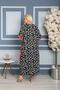 Women's Large Size Flower Printed Black Red Woven Viscose Dress - 5