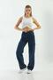 Catina Hot Dark Blue Blue Back Pocketless Cargo Pocket Loose Lycra High Waist Jeans - 4