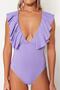 Lilac Deep Low-cut Flounce Normal Leg Swimsuit TBESS23MA00279 - 4