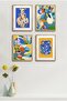 Natural Wood Framed Painting Set of 4 D-015