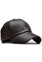 Genuine Leather Unisex Black Leather Cap Adjustable Hat