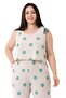 Large Size Thick Strap Zippered Elastic Waist Green Floral Women's Jumpsuit - 2