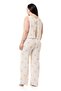 Plus Size Thick Strap Zippered Elastic Waist Yellow Floral Women's Jumpsuit - 3