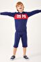 Base. Polo Assn Zipper Detail Navy Blue Boy Bermuda Suit - 3