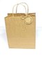 Kraft Label Flower Printed, Kraft Handle Bag, 12 Pieces Drawstring Gift Bag Set (22x18x8 Cm) - 3