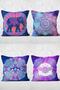 4-Piece Throw Pillow Cover Set with Damask Print on the Sky Ground - 2