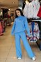 Button Detailed Corded Knitwear Set Light Blue - 2