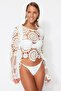 Ecru Crop Knitwear Look Beach Blouse Tbess20Bz0572 - 2
