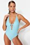 Blue Deep Low-cut Piping Glittered Regular Leg Swimsuit TBESS23MA00324 - 2