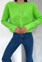 Women's Crew Neck Gold Buttoned Teddy Cardigan - 3