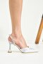 Silver Satin Stone Detailed Heeled Shoes - 4