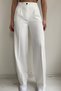 Women's White Palazzo Pants High Waist Loose Fit with Pockets