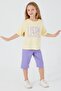 Cute Cream Yellow Girls' Capri Set - 3