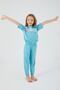 U.S. Polo Assn 1418 Garson Sea Blue Girl's Short Sleeve Pajama Set - 3