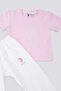 Girl baby 2 piece short sleeve t-shirt set - light pink - 2
