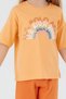 Base. Polo Assn Inclined Writings Powder Yellow Girls' Capri Set - 4