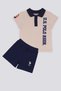 U.S. Polo Assn Azure Cream Baby Polo Neck T-shirt Set - 2