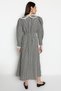 Black Gingham Textured Fabric Peter Pan Collar Waist Shirred Woven Dress TCTSS23EB00282 - 6