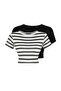 Premium Black-Ecru Black Striped 2-Pack Viscous/Soft Fabric Crop Stretchy Knitted Blouse TWOSS23BZ00194 - 6