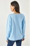 Women's Baby Blue V-Neck Soft Textured Knitwear Sweater KZK-19000598 - 5