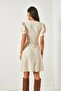 Women's Stone Balloon Sleeve Square Collar Flared Dress ELB-19001843 - 5