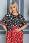 Women's Large Size Flower Printed Black Red Woven Viscose Dress - 6
