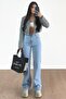 Penelope Ice Blue 90's Stretch Fabric Super High-Waist Relaxed Jeans Palazzo Pants Wide Leg