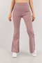 Women's Ribbed Striped Flare Leg High Waist Durable Knitted Fabric Gathering Leggings - 3