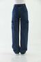 Catina Hot Dark Blue Blue Back Pocketless Cargo Pocket Loose Lycra High Waist Jeans - 5