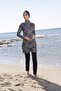 Women's Digital Patterned Hijab Swimsuit with Fully Covered Trousers - 7