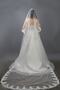 Long Wedding Veil Nun Model Silvery Tulle French Lace 3 Meters Long Off-White with Comb - 3