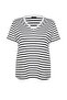 Siyah-Beyaz Çizgili V -Yaka Örme T-shirt TBBSS23BF00016 - 6