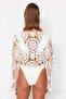 Ecru Crop Knitwear Look Beach Blouse Tbess20Bz0572 - 6