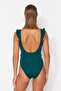 Green Belted U-Neck Covered Regular Swimsuit Tbess21Ma0039 - 6