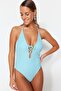 Blue Deep Low-cut Piping Glittered Regular Leg Swimsuit TBESS23MA00324